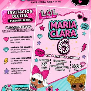 invitación digital lol surprise personalizada